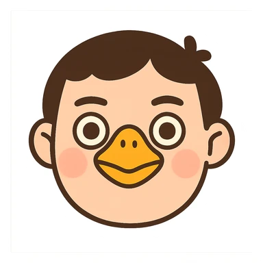face with yellow chick beak, digital illustration sticker