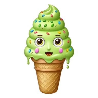 sprinkled green ice cream with eyes sticker