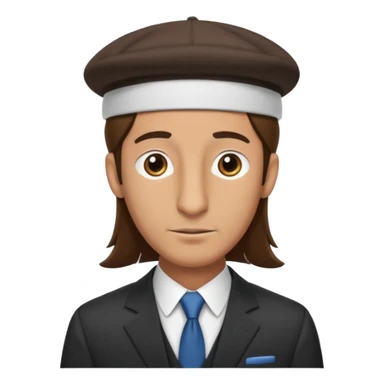 Man with a long nose wearing a suit and kippah, he has long brown hair sticker