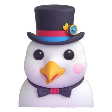 dove head novelty emoji wearing a monocle and top hat, high class sticker