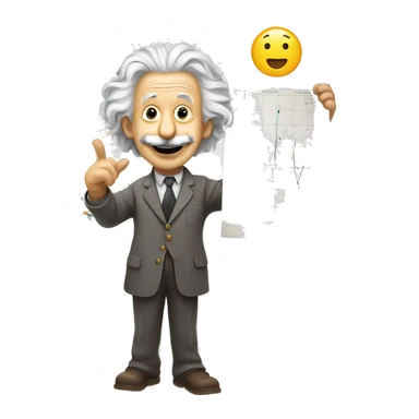 happy albert einstein holds chart board in his hand sticker