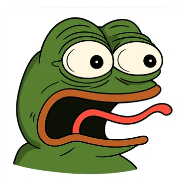 shocked Пэпэ meme with exaggerated facial features sticker