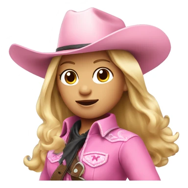 Blonde hair girl in pink cowboy outfit riding a horse sticker