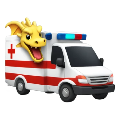 Yellow dragon driving an ambulance inside ambulance as an Emt sticker