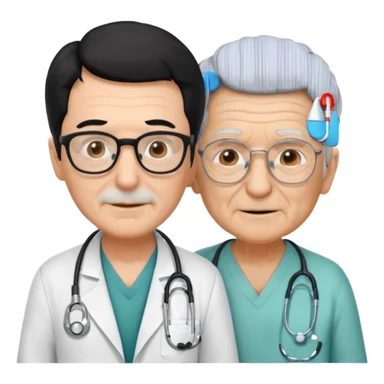 doctor black hair helping to a old man  sticker