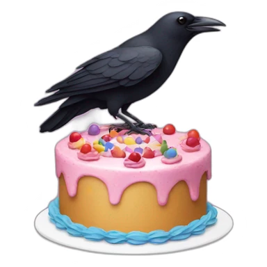 Crow with a Birthday cake sticker