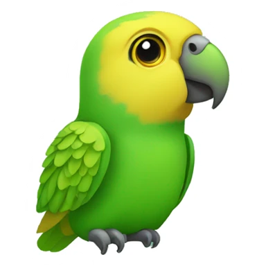 Green parrot with yellow face sticker
