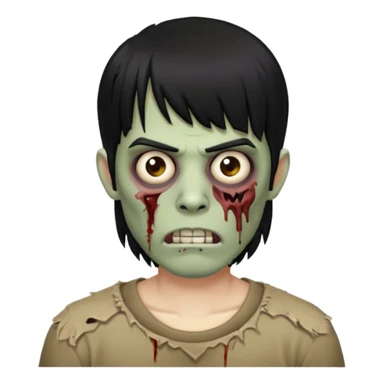 homem zombie de franja, cabelo preto, uma ponta maior da franja e o resto do cabelo picotado, cabelo médio e com piercing no septo sticker