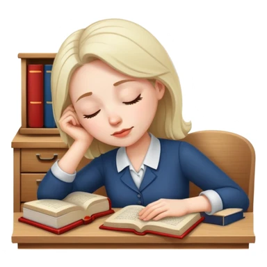 Woman teacher dozing off at desk with open book sticker