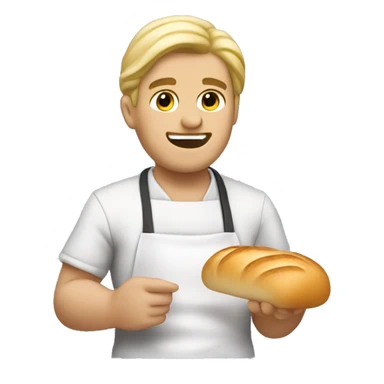 a blond man eating bread dressed as a baker sticker