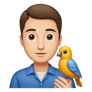 man with bird sticker