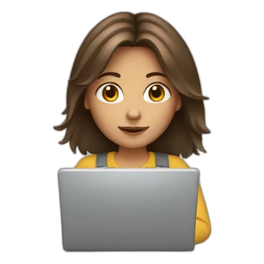 Brown hair girl with a laptop sticker
