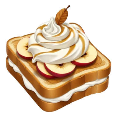 toast with apple slices on top with a swirl of whipped cream sticker