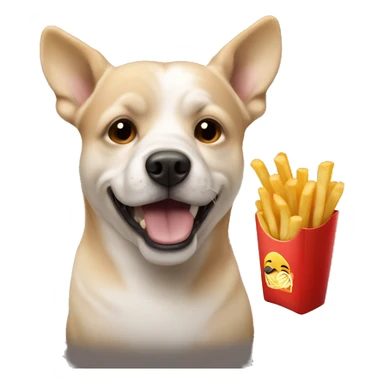 Dog eating French fries  sticker