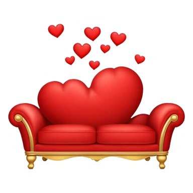 Romantic red and gold heart-couch sticker