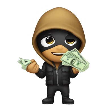 A robber holding bag of money sticker