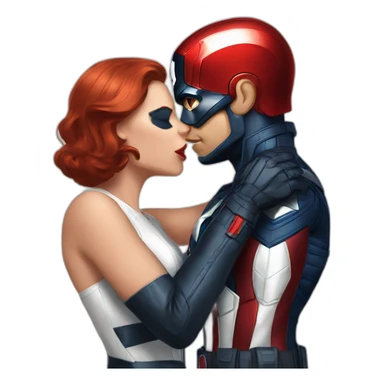 black widow kissing captain america sticker