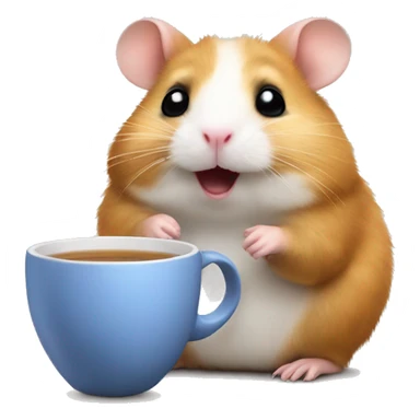 Funny hamster with a cup of tea sticker