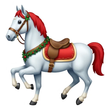 a christmas horse with a red saddle sticker