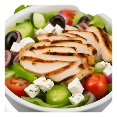 a bowl of greek salad with grilled chicken  sticker
