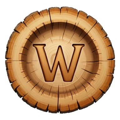 letter w inside tree rings sticker