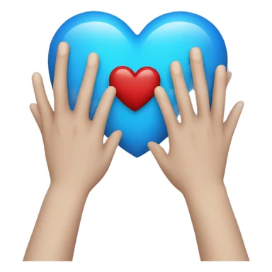 hands holding blue heart  sticker