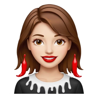 Brown Hair, Woman, white paint drip, face, hot, Sexy, lips sticker