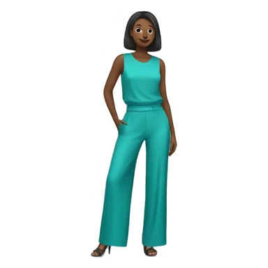 Turquoise jumpsuit with wide-leg pants, no person, simple and modern style sticker