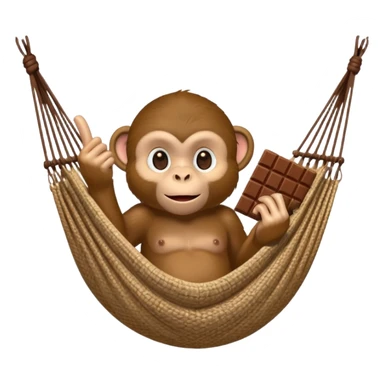 A monkey lies in a hammock in the jungle, eating chocolate and giving the middle finger. sticker