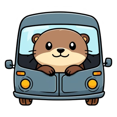 Otter inside a black van sticker