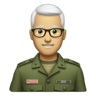 Man glasses, bold white, army haircut sticker