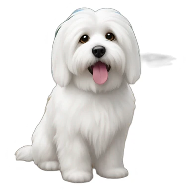 perrita coton de tulear en la playa sticker