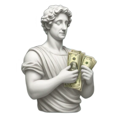italian statue holding some money sticker
