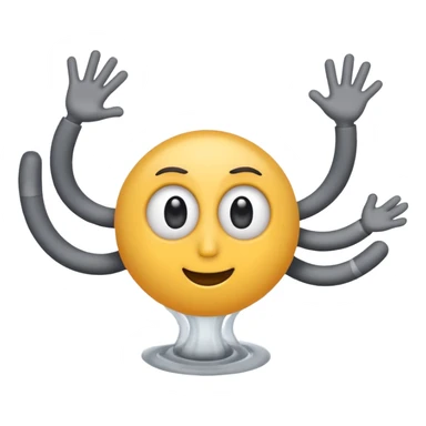 cyclone emoji with big round eyes and stick black arms and legs, simple emoji style sticker