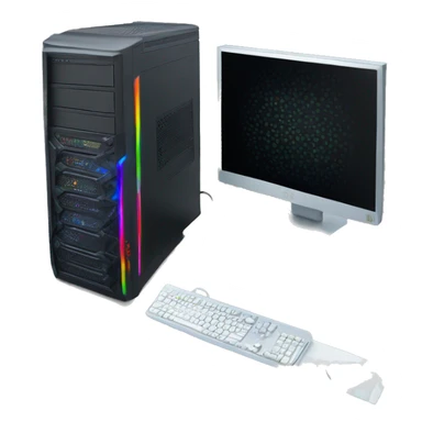 black gaming desktop pc with RGB sticker
