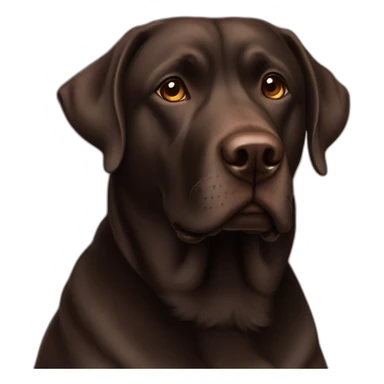 5 years old, female, Chubby dark brown english lab, tired face, looking at you confused sticker