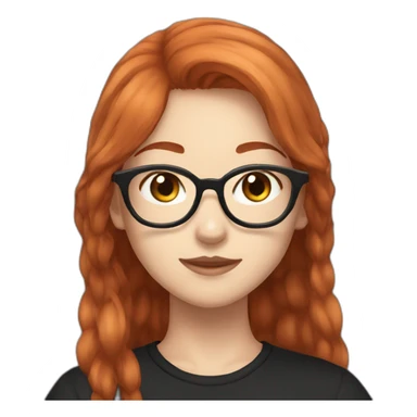 girl otaku redhead with glasses and black shirt sticker