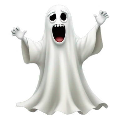 the evil ghost of Pepe in full body height. Hands raised in the air. The ghost scares sticker