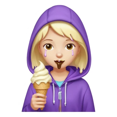 girl in purple hoodie holding ice cream sticker