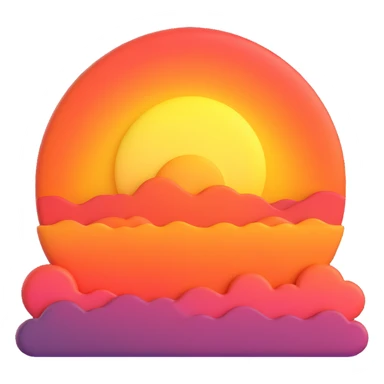 A 3D emoji of a sunset sticker