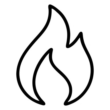iconic blue fire resembling Snapchat streak, outlined icon style, simple and recognizable sticker