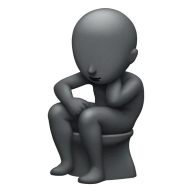 rodin sculpture the thinker but he's sitting on a toilet which is the same dark gray color as the man, and his head is resting forward on the top of his right hand sticker