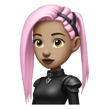 cyborg goth girl, pink ponytail, cyberpunk, black collar sticker