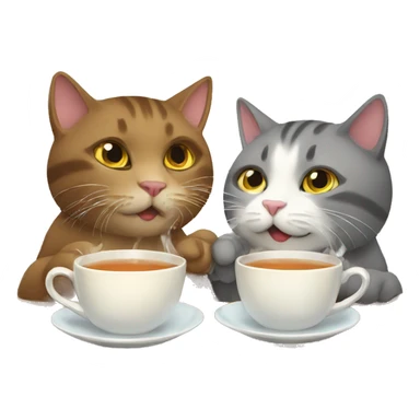 Two Cat drinking tea sticker