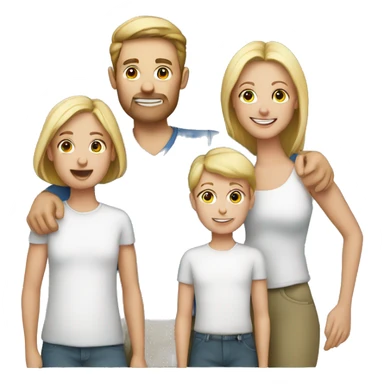 White Family with 3 kids eldest boy 2 girls sticker