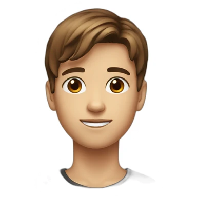 A 14 years old kid with cut brown hair with black eyes sticker