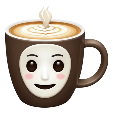 a flat white coffee without a face in a clean white coffee mug witout anyhing on it. there is latte art in the coffee sticker