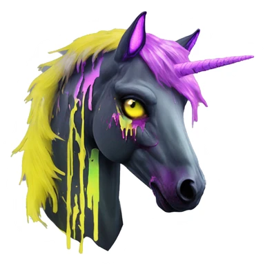 .Zombie_ Vaporwave black holographic oilslick zombie unicorn yellow caution tape graffiti Pegasus sticker