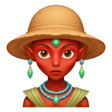 alien living in desert, dressed like a desert alien, redcolorful, accessories, just face  sticker