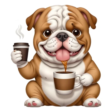 English bulldog waiting and drinking coffee sticker